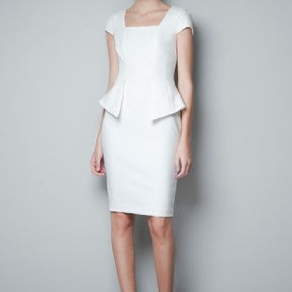 Zara peplum cream ivory midi dress